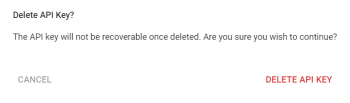 Delete API Key popout
