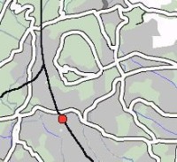 A repeat of the map featuring roads, train lines and a station.