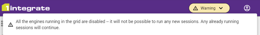 The Header with a Warning service status chip that has been expanded to display the warning message about disabled engines.