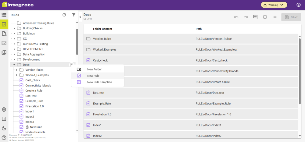 The Rules Tab with a folder selected to add a new Rule to.