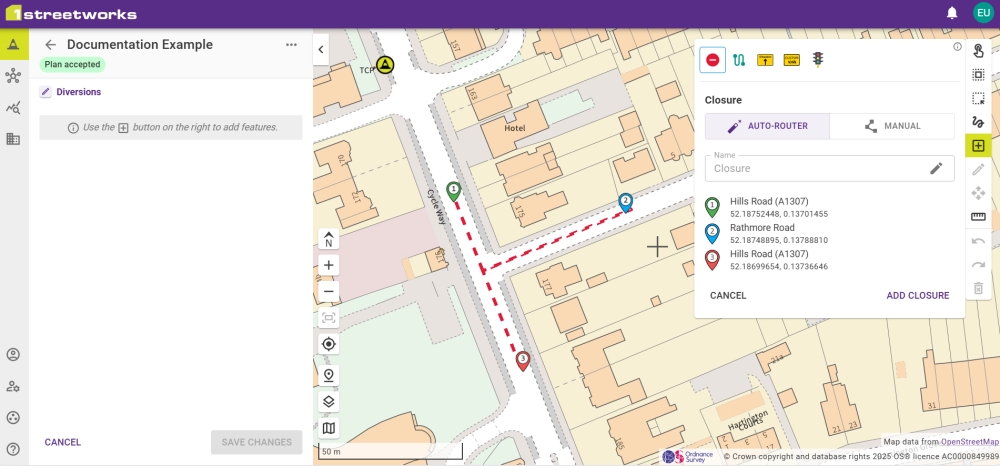 An example of a Closure created by the Diversion Assistant.