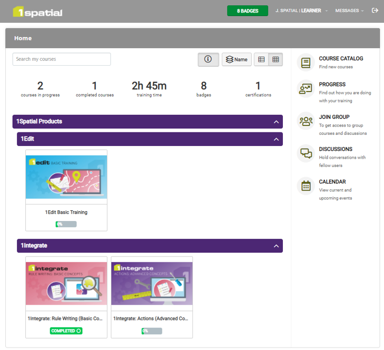 e-learning platform dashboard